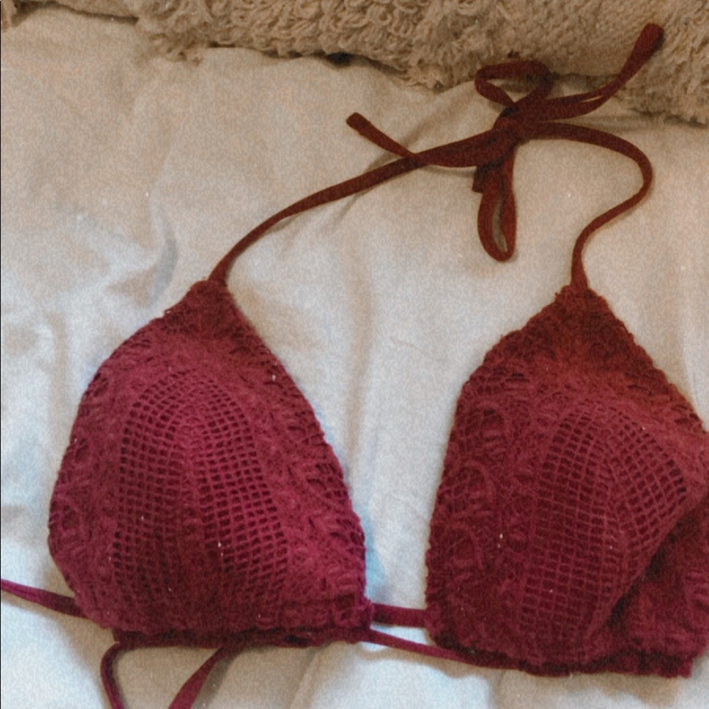red crochet bikini top